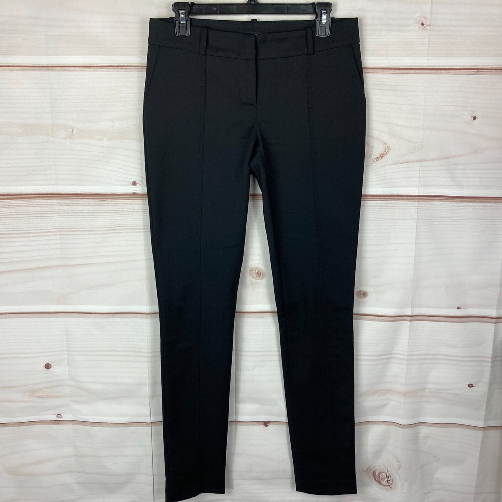 Flavio Castellani Pants Womens 42 US 6 Black Skinny Stretch Dress Mid Rise Solid